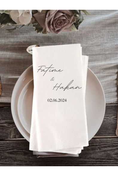 Lion Baskı ve Organizasyon  Kişiye Özel Sade Söz Nişan Kına Gecesi Düğün Baskılı Peçete 20 Adet ürün görseli