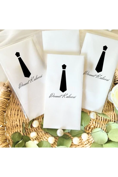 Lion Baskı ve Organizasyon  Damat kahvesi Smokin baskılı Peçete 5 li