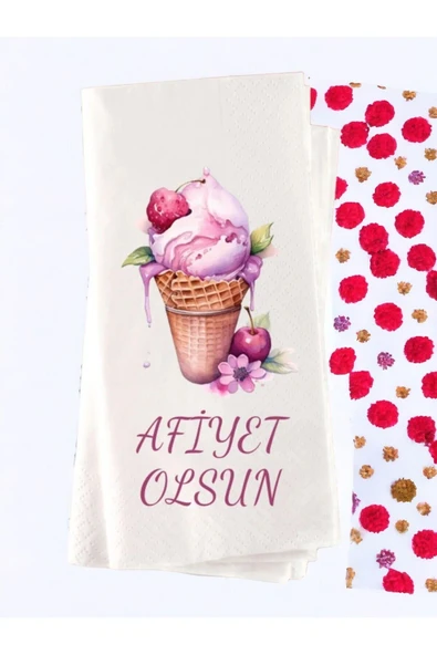 Lion Baskı ve Organizasyon  Dondurma Temalı Afiyet Olsun Baskılı Peçete 20’li ürün görseli