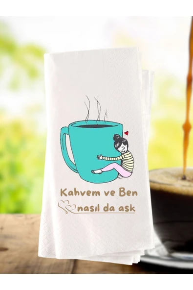 Lion Baskı ve Organizasyon  Espirili Kahve Tema Baskılı Konuşan Peçete 20 Adet 0xz0