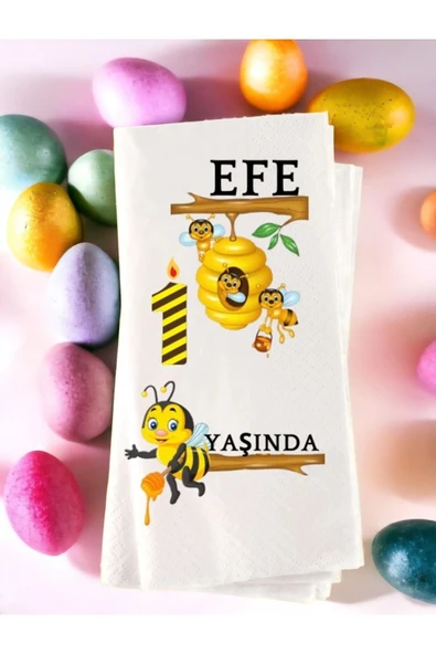 Lion Baskı ve Organizasyon  Kişiye Özel Doğum Günü Arı Temalı Baskılı Peçete 20’li ürün görseli