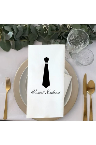 Lion Baskı ve Organizasyon  Damat kahvesi Smokin baskılı Peçete 5 li - 2