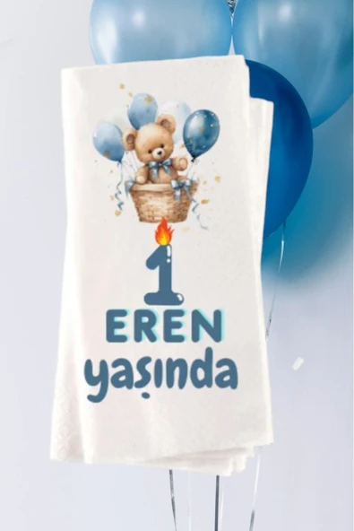 Lion Baskı ve Organizasyon  Kişiye Özel Ayıcıklı Doğum Günü Baskılı Sunum Peçetesi 20’li ürün görseli