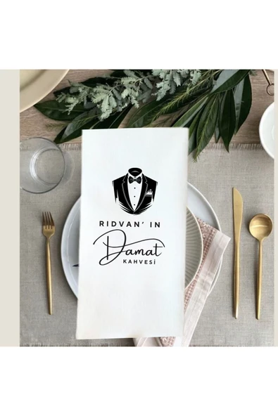 Lion Baskı ve Organizasyon  Damat kahvesi Smokin baskılı Peçete 5 Adet - 3