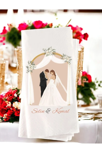 Lion Baskı ve Organizasyon  Kişiye Özel Sade Söz, Nişan, Düğün Temalı Baskılı Peçete 20’li ürün görseli