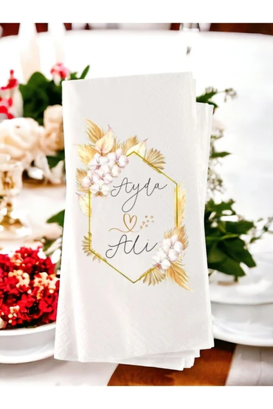 Lion Baskı ve Organizasyon  Kişiye Özel Sade Söz, Nişan, Düğün Temalı Baskılı Peçete 20’li ürün görseli