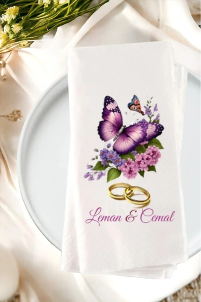 Lion Baskı ve Organizasyon  Kişiye Özel Söz, Nişan, Kına, Düğün Konsept Baskılı Sunum Peçetesi 20’li ürün görseli