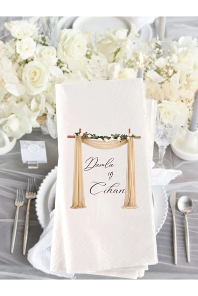 Lion Baskı ve Organizasyon  Söz Nişan Düğün Temalı Baskılı Peçete 20 Adet 10x1 ürün görseli