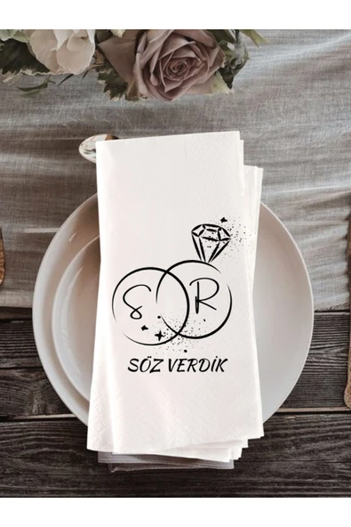 Lion Baskı ve Organizasyon  Kişiye Özel Söz Verdik Baskılı Garson Katlama Peçete 20 adet ürün görseli