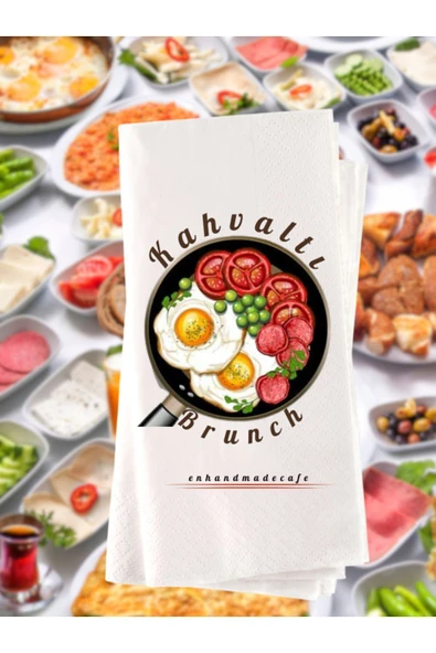 Lion Baskı ve Organizasyon  Brunch Kahvaltı Temalı Baskılı Peçete 20 Adet 0xx