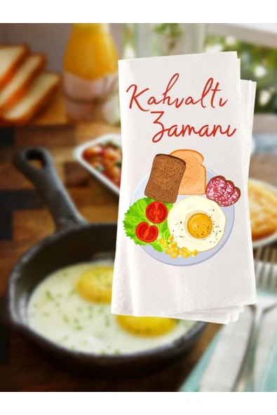 Lion Baskı ve Organizasyon  Kahvaltı Zamana Baskılı Konuşan Peçete 20 Adet ürün görseli