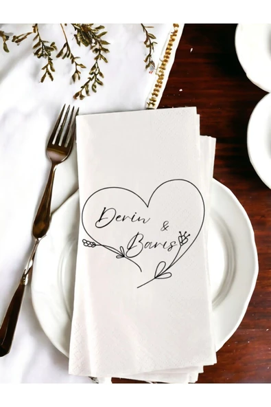 Lion Baskı ve Organizasyon  Kişiye Özel Sade Söz, Nişan, Düğün Temalı Baskılı Peçete 20’li ürün görseli