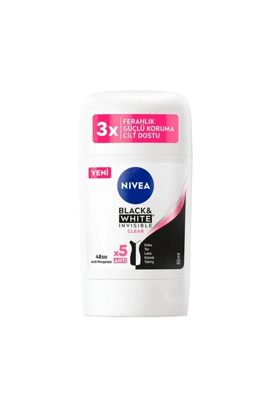 NIVEA Kadın Stick Black & White Clear 50 ml ürün görseli