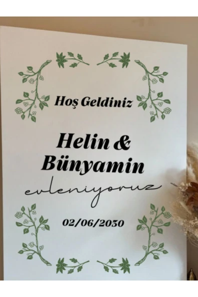 Lion Baskı ve Organizasyon  Düğün, Söz, Nişan, Kına  Karşılama Panosu 50x70 Cm Hoşgeldiniz Giriş Tablosu - 2