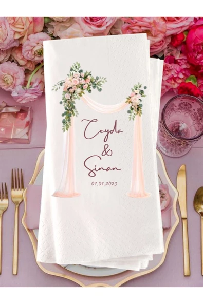 Lion Baskı ve Organizasyon  Baskılı Peçete Düğün Organizasyon Peçetesi 20 adet-004 ürün görseli