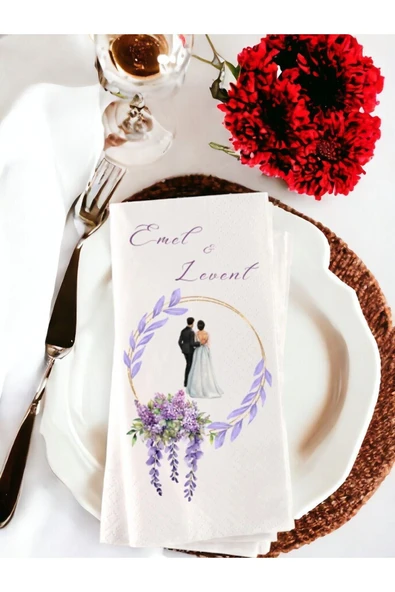 Lion Baskı ve Organizasyon  Kişiye Özel Sade Söz, Nişan, Düğün Temalı Baskılı Peçete 20’li ürün görseli