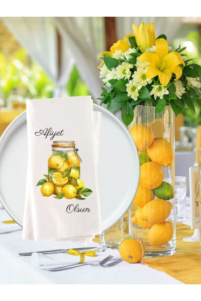 Lion Baskı ve Organizasyon  Yaz Konsepti Limonlar Temalı Kişiye Özel Baskılı Peçete 20adet 002 ürün görseli