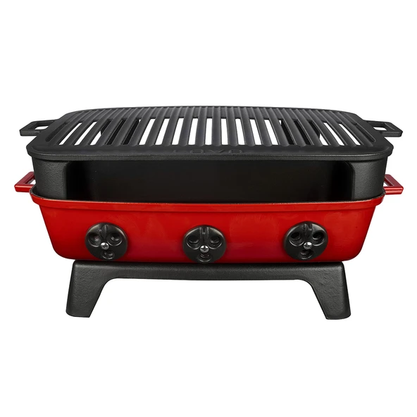 Lava Döküm Dikdörtgen Mangal Izgara Set Döküm Demir Yekpare Çift Kulplu Ölçü 36x45cm. Kırmızı - 4