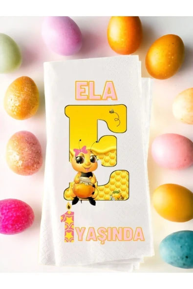 Lion Baskı ve Organizasyon  Kişiye Özel Doğum Günü Arı Temalı Baskılı Peçete 20’li ürün görseli