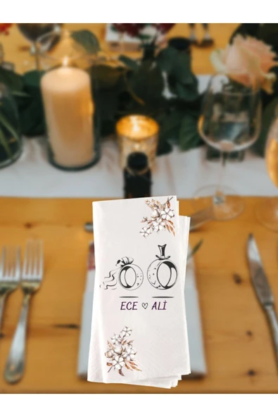 Lion Baskı ve Organizasyon  Söz Nişan Düğün Baskılı Konsept Peçete 20 Adet 002003 ürün görseli