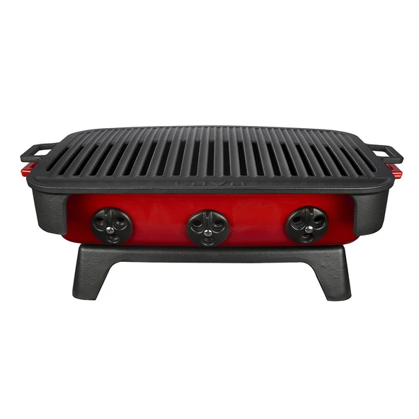 Lava Döküm Dikdörtgen Mangal Izgara Set Döküm Demir Yekpare Çift Kulplu Ölçü 36x45cm. Kırmızı