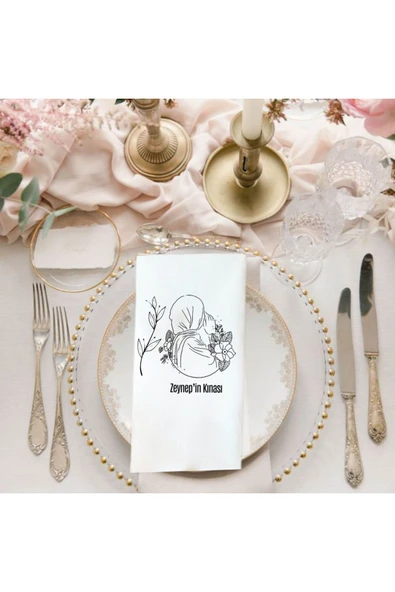 Lion Baskı ve Organizasyon  Tesettürlü Kına gecesi baskılı Peçete 20 Adet ürün görseli