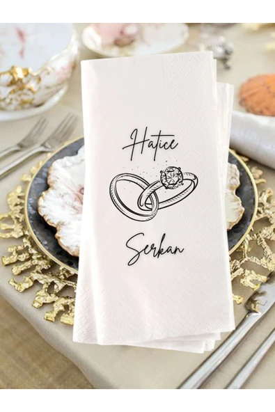 Lion Baskı ve Organizasyon  Kişiye Özel Söz Nişan Baskılı Garson Katlama Peçete 20 adet ürün görseli