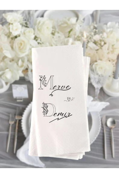Lion Baskı ve Organizasyon  Söz Nişan Düğün Temalı Baskılı Peçete 20 Adet 1100 ürün görseli