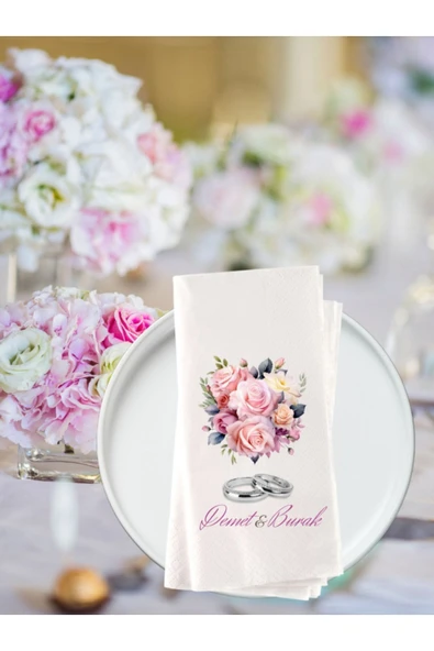 Lion Baskı ve Organizasyon  Nişan Düğün Wedding Organizasyon Kişiye Özel Baskılı Peçete 20adet 00001 ürün görseli