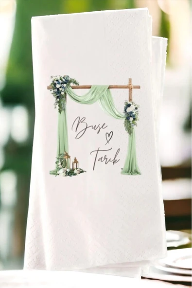 Camellia Boutique Kişiye Özel Söz, Nişan, Kına, Düğün Konsept Baskılı Sunum Peçetesi 20’li ürün görseli