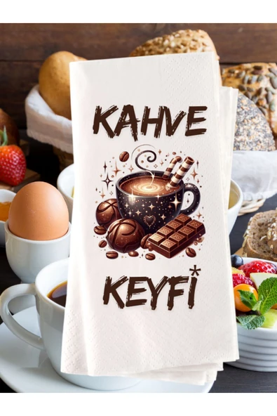 Lion Baskı ve Organizasyon  Kahve Keyfi Baskılı Peçete 20 Adet
