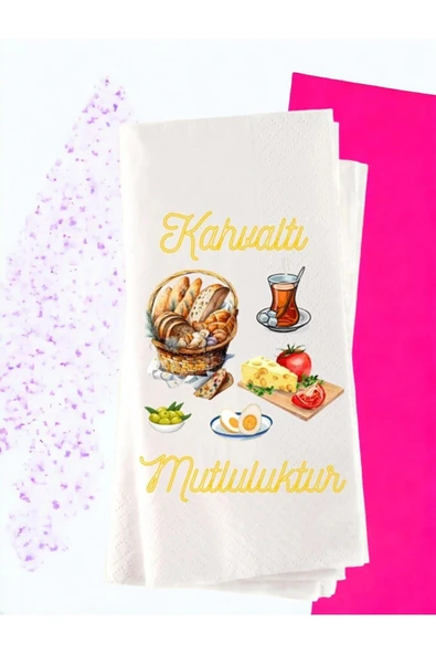 Lion Baskı ve Organizasyon  Brunch Kahvaltı Temalı Baskılı Peçete 20’li