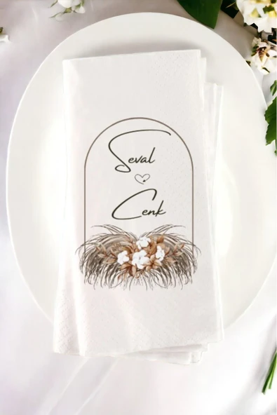 Lion Baskı ve Organizasyon  Kişiye Özel Söz, Nişan, Kına, Düğün Konsept Baskılı Sunum Peçetesi 20’li ürün görseli