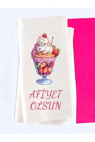 Lion Baskı ve Organizasyon  Dondurma Temalı Afiyet Olsun Baskılı Peçete 20’li ürün görseli