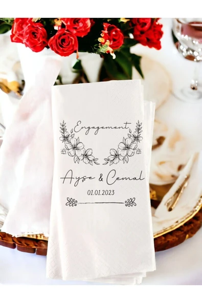 Lion Baskı ve Organizasyon  Kişiye Özel Sade Söz, Nişan, Düğün Temalı Baskılı Peçete 20’li ürün görseli