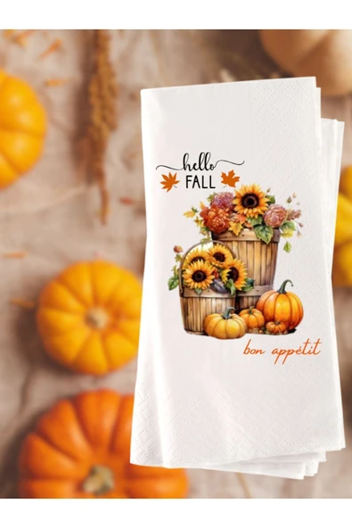 Camellia Boutique  Balkabağı Temalı Afiyet Olsun Baskılı Peçete 20 Adet 009