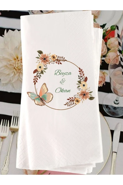 Lion Baskı ve Organizasyon  Söz Nişan Düğün Baskılı Peçete 20 Adet ürün görseli