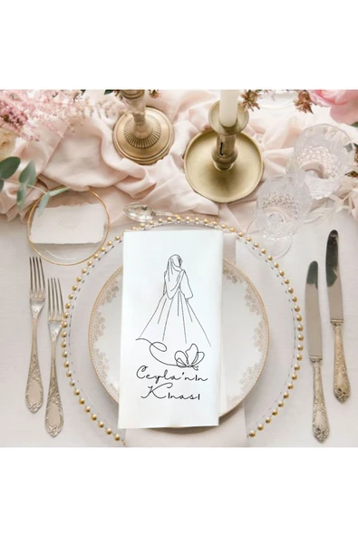 Lion Baskı ve Organizasyon  Tesettürlü Kına gecesi baskılı Peçete 20 Adet - Resim 2