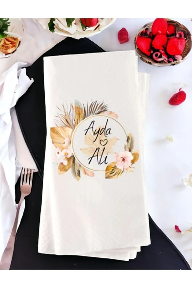 Lion Baskı ve Organizasyon  Kişiye Özel Sade Söz, Nişan, Düğün Temalı Baskılı Peçete 20’li ürün görseli