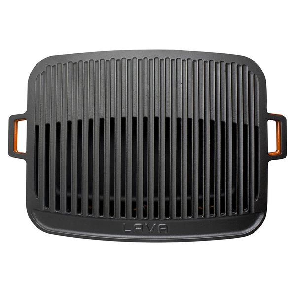 Lava Döküm Dikdörtgen Mangal Izgara Set Döküm Demir Yekpare Çift Kulplu Ölçü 36x45cm. Turuncu - 3