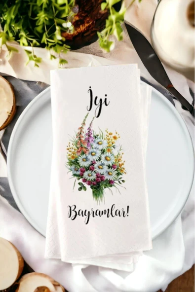 Lion Baskı ve Organizasyon  Kişiye Özel İyi Bayramlar Baskılı Sunum Peçetesi 20’li ürün görseli