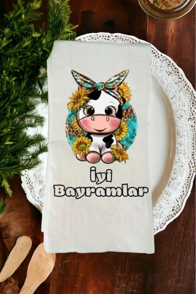 Lion Baskı ve Organizasyon  Kişiye Özel İyi Bayramlar Baskılı Sunum Peçetesi 20’li