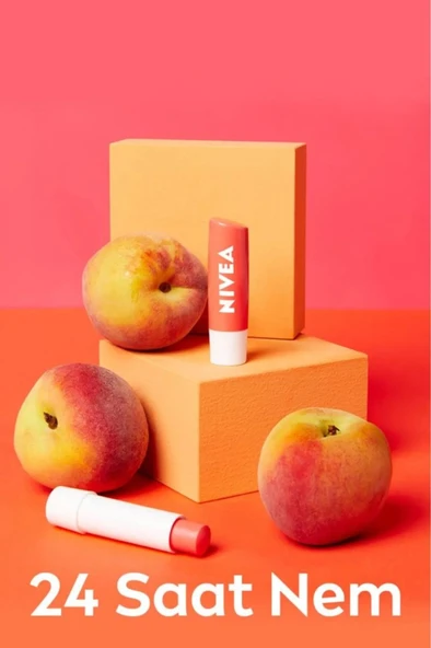 NIVEA Şeftali Dudak Bakım Kremi ve Parlatıcısı 4.8gr, Nemlendirici, Şeftali Aroması, Işıltılı Mercan Renk - Resim 2