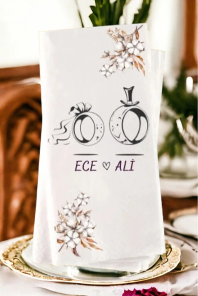 Lion Baskı ve Organizasyon  Kişiye Özel Söz, Nişan, Kına, Düğün Konsept Baskılı Sunum Peçetesi 20’li ürün görseli