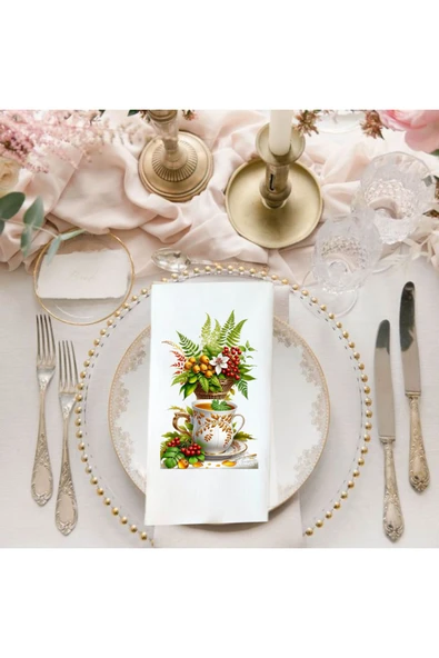 Lion Baskı ve Organizasyon  Çay Temalı Sunum Peçete 20 Adet - 2