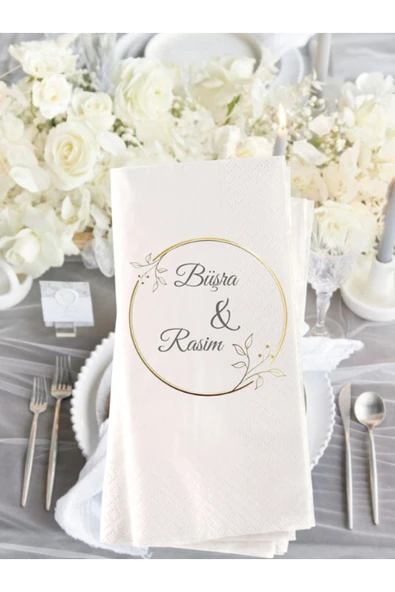 Lion Baskı ve Organizasyon  Sade,Söz Nişan Düğün Temalı Baskılı Peçete 20 Adet 10x4 ürün görseli
