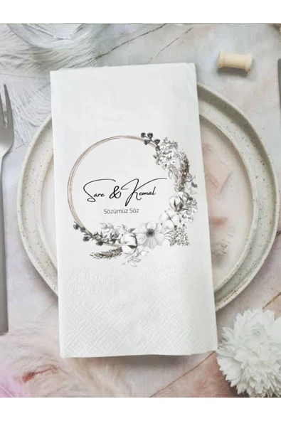 Lion Baskı ve Organizasyon  Sade,Söz Nişan Düğün Temalı Baskılı Peçete 20 Adet ürün görseli