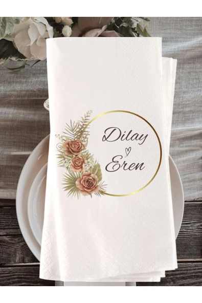 Lion Baskı ve Organizasyon  Kişiye Özel Söz Nişan Baskılı Garson Katlama Peçete 20 adet ürün görseli