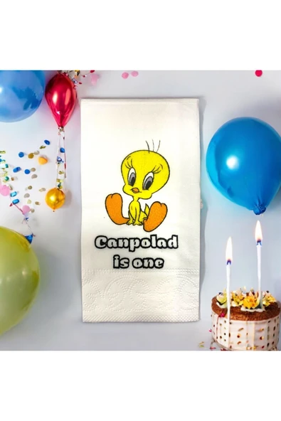 Lion Baskı ve Organizasyon  Kişiye Özel Tweety Baskılı Doğum Günü Sunum Peçetesi 20’li ürün görseli