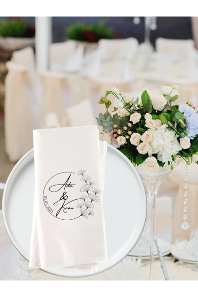 Lion Baskı ve Organizasyon  Nişan Düğün Organizasyon Kişiye Özel Baskılı Peçete 20adet Sade02 ürün görseli